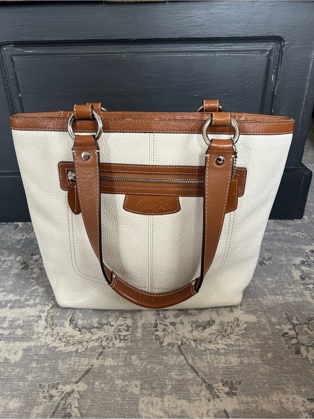 Coach Penelope F14683 White/Cream Pebbled Leather Tote